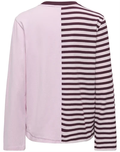 Only - ONLAva L/S Half Striped T-Shirt - Chalk Pink